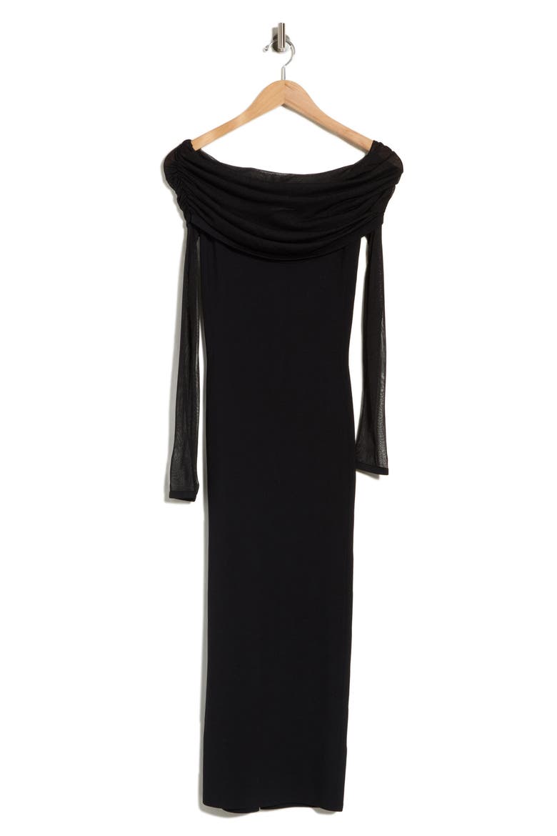 Angelica Off the Shoulder Knit Dress, Alternate, color, BLACK