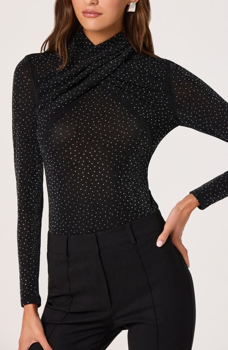 ASTR the Label Embellished Shimmer Crossover Mock Neck Top, Alternate, color,