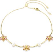 Swarovski Idyllia Crystal Flower & Faux Pearl Collar Necklace
