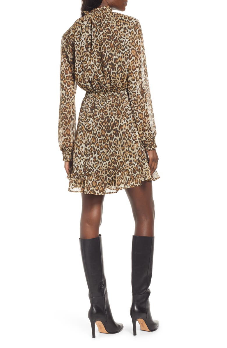 Charles Henry Smocked Cutout Long Sleeve Minidress, Alternate, color,
