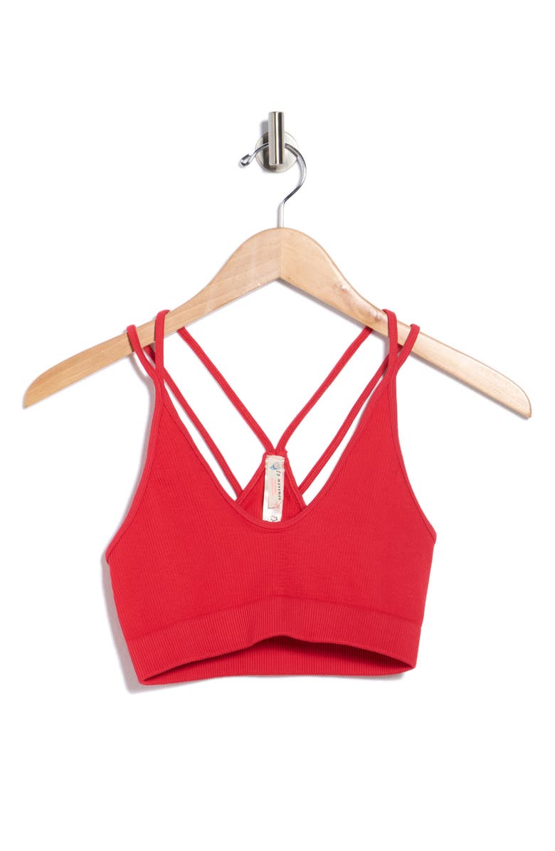 FREE PEOPLE MOVEMENT FP Movement Free Throw Strappy Sports Bra, Alternate, color, Dark Red