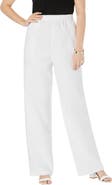 Jessica London Lightweight Linen-Blend Straight-Leg Pants