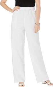 Jessica London Lightweight Linen Blend Straight Leg Pants