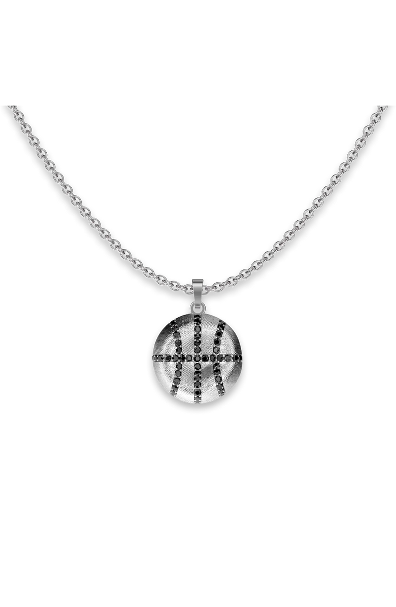 PASCAL The Basketball Leaking Ball Diamond Pavé Necklace, Main, color, Silver / Black Diamond