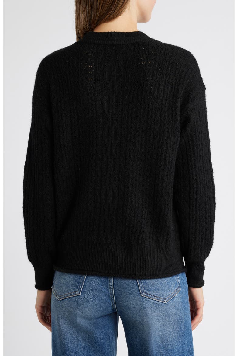 V-Neck Sweater with Bib, Alternate, color, BLACK