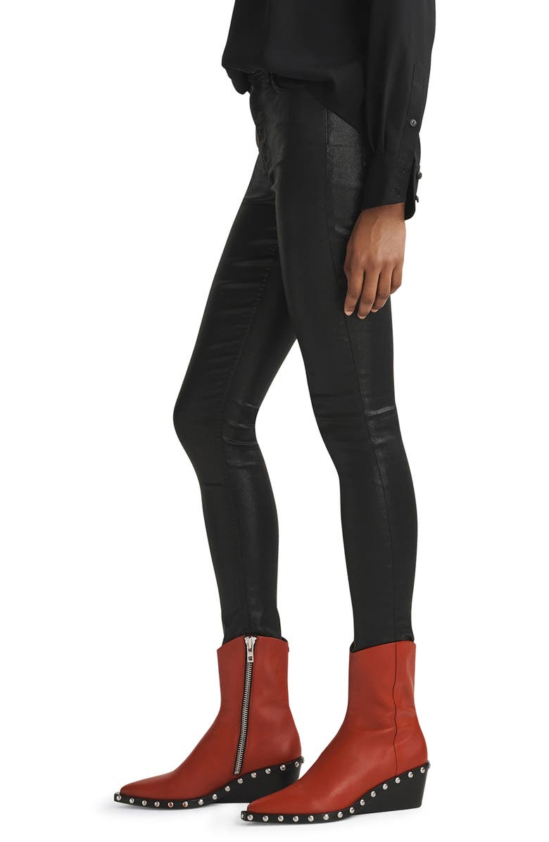 rag & bone Nina High Waist Coated Skinny Jeans, Alternate, color, 