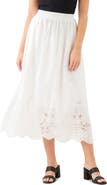 Karen Kane Embroidered Eyelet Cotton Midi Skirt