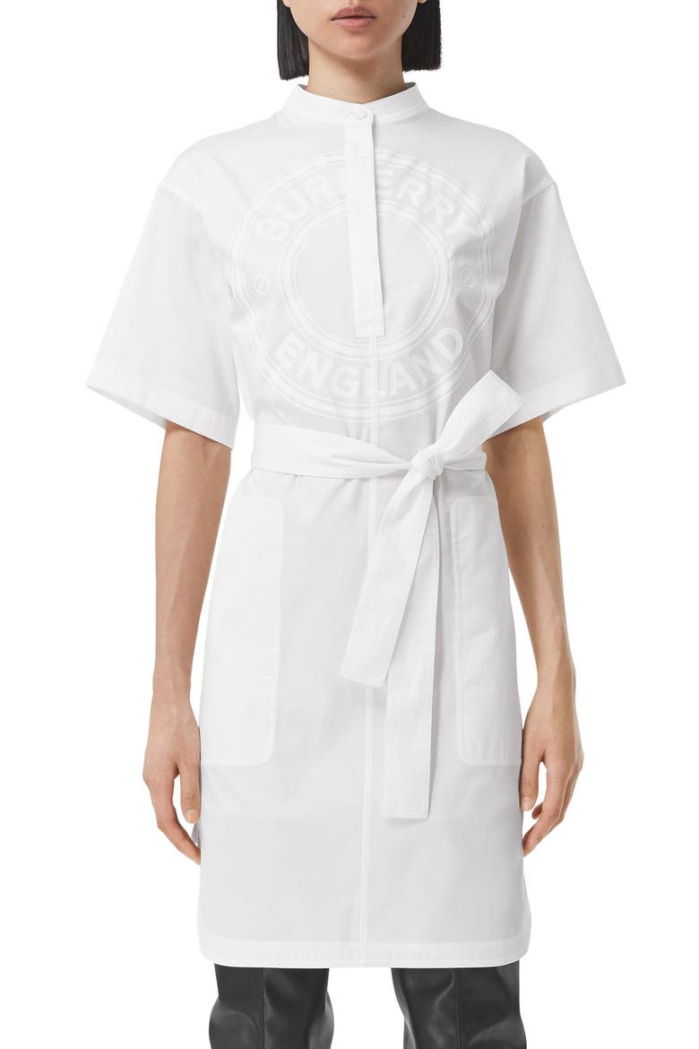 Abbie Logo Poplin Shirtdress, Main, color, OPTIC WHITE