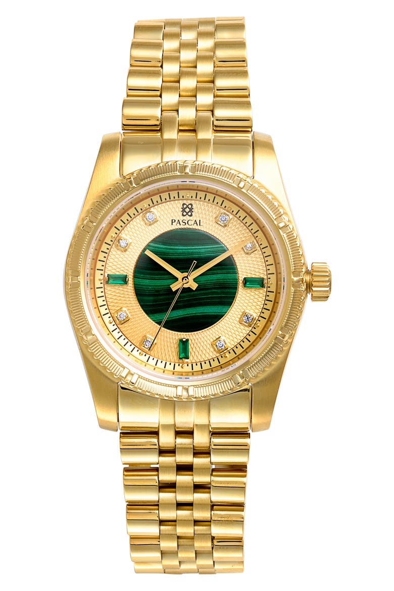 Timeless Classic Lab Grown Diamond Bracelet Watch, 36mm, Main, color, GOLD MALACHITE PATTERN