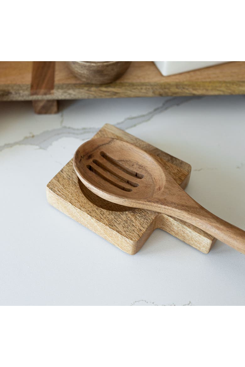 Mango Wood Utensil Rest, Alternate, color, Brown
