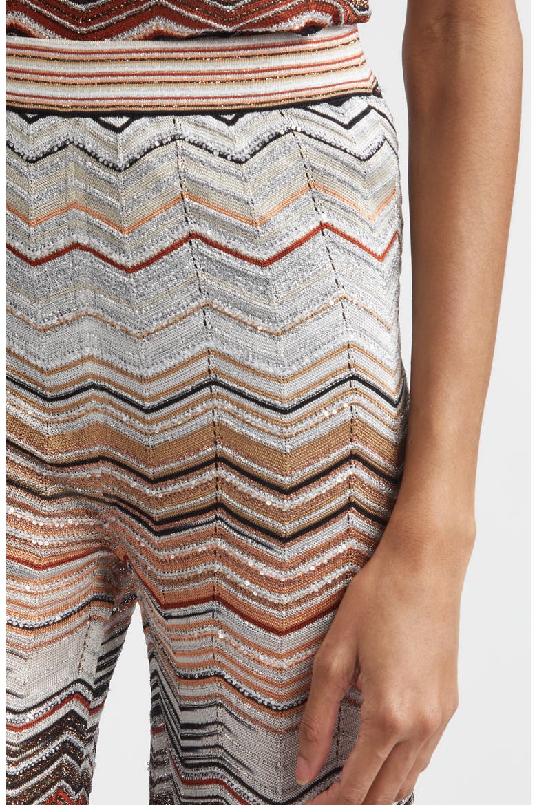 Sequin Metallic Zigzag Stripe Sweater Pants, Alternate, color, RED AND BEIGE TONES