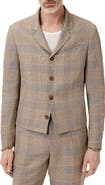 John Varvatos Torino Short Glen Plaid Linen & Viscose Sport Coat
