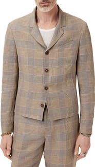 John Varvatos Torino Short Glen Plaid Linen & Viscose Sport Coat