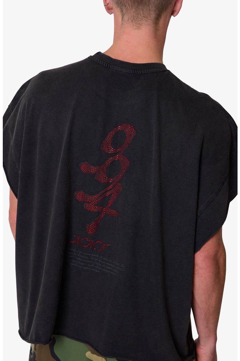 Skull Distressed Graphic Cutoff T-Shirt, Alternate, color, WASHED BLACK