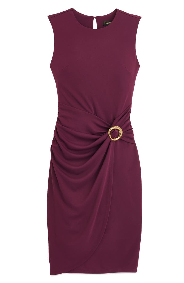 Donna Karan New York Side Buckle Detail Sheath Midi Dress, Alternate, color, Prune