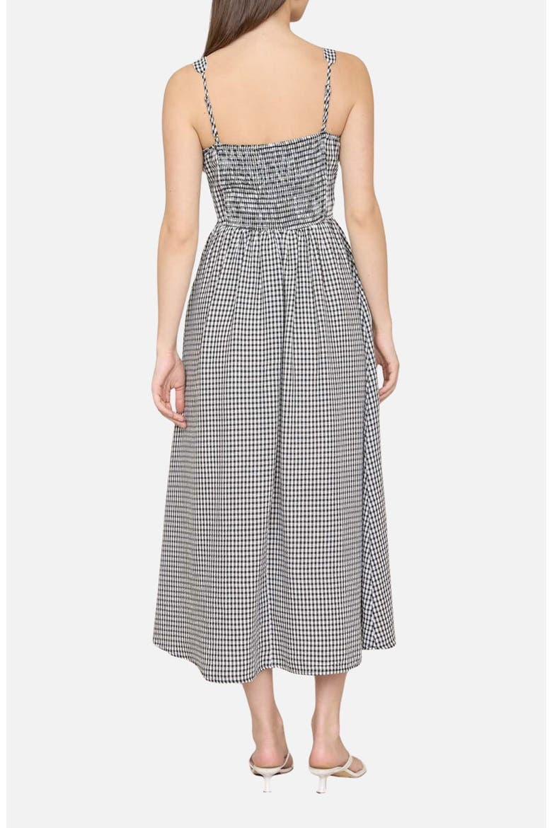Gingham Fit & Flare Midi Dress, Alternate, color, BLACK