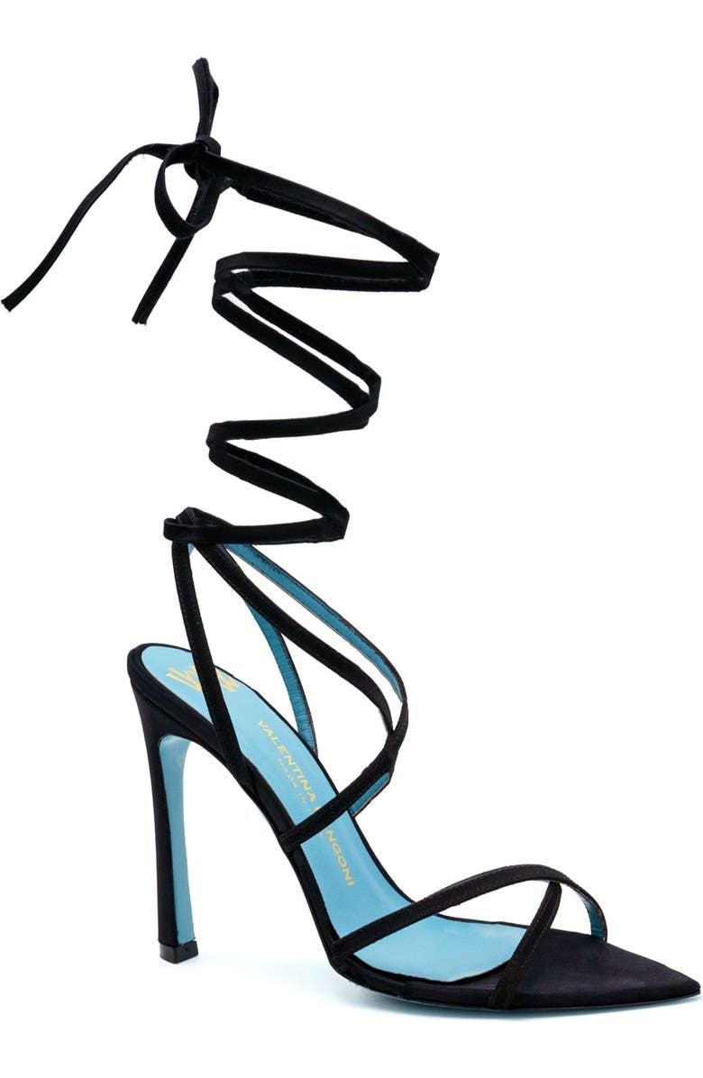 Valentina Rangoni Sibilla Ankle Wrap Satin Sandal for Elegant Occasions, Main, color,