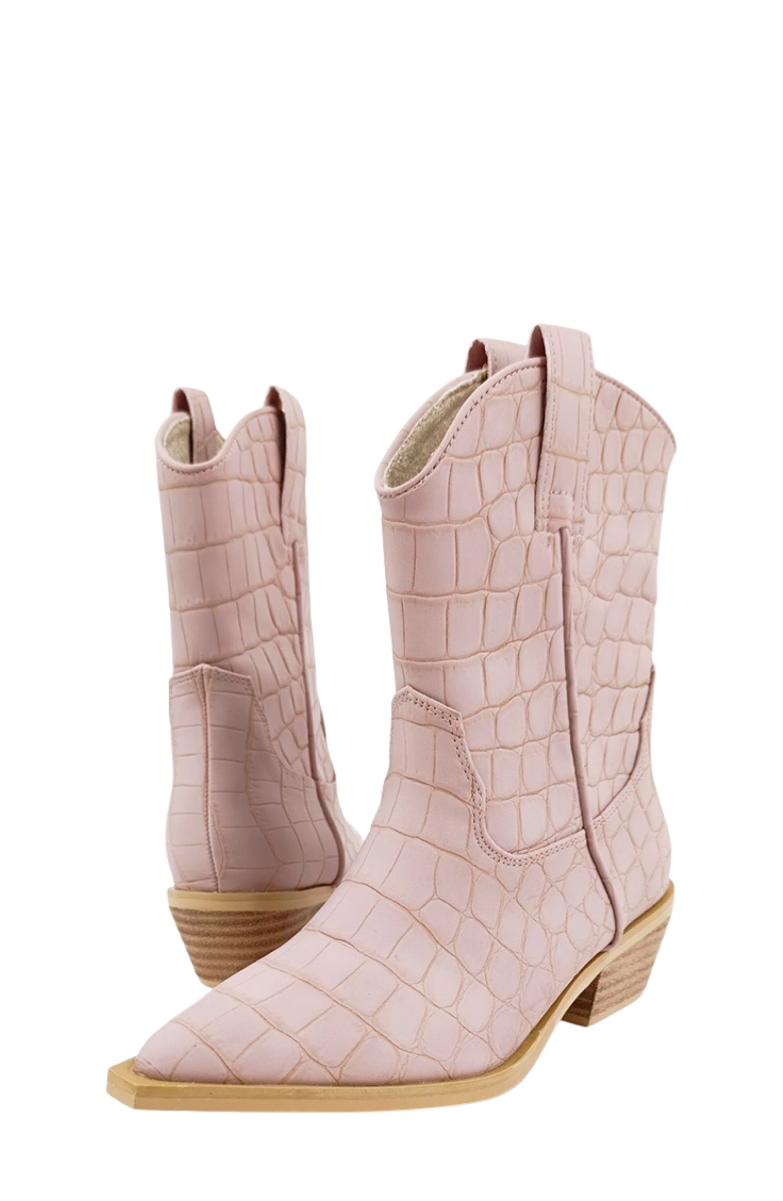 SHUSHOP Kids' Zouzou Western Boot, Alternate, color, Mauve Croco