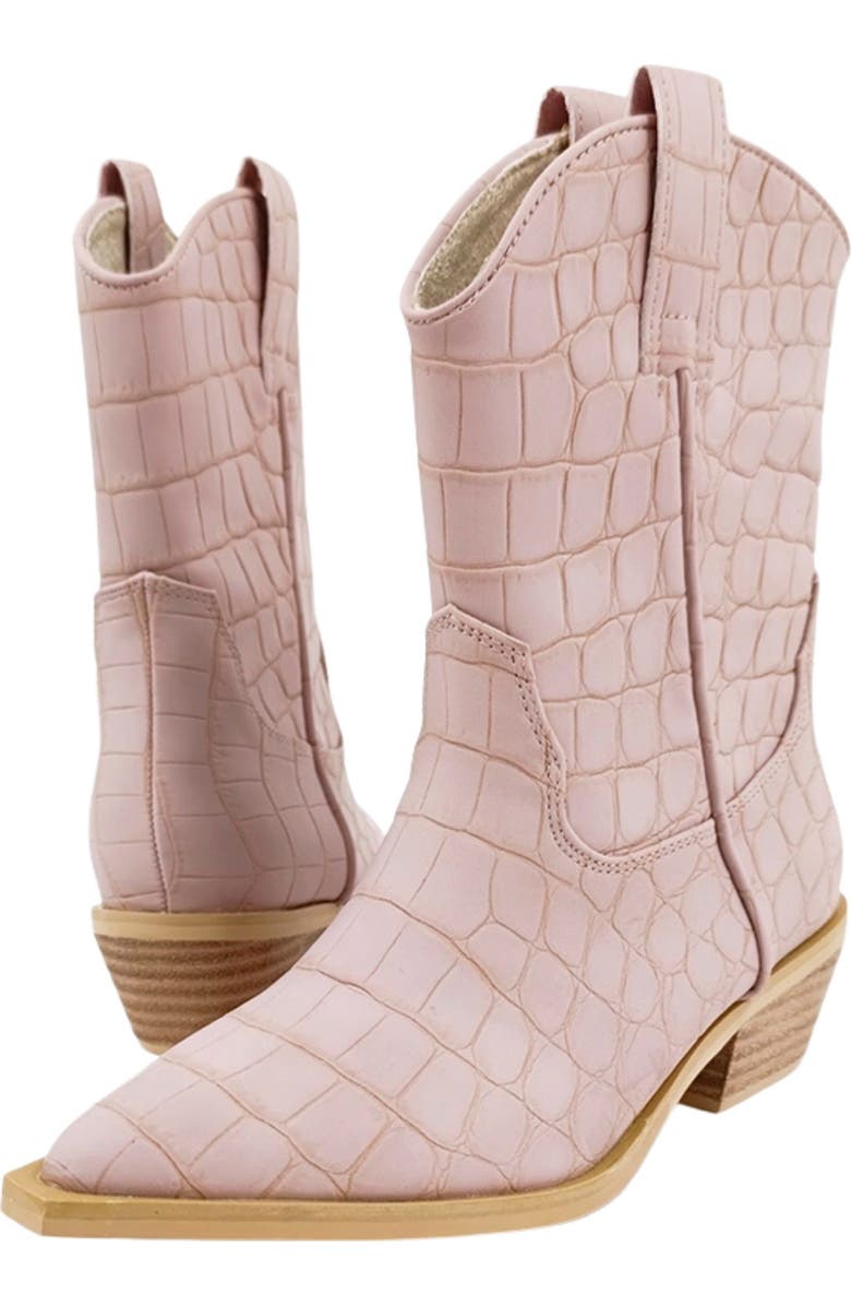 SHUSHOP Kids' Zouzou Western Boot, Alternate, color, Mauve Croco