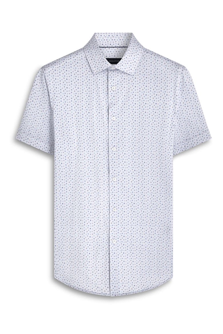 Miles OoohCotton® Dot Print Short Sleeve Button-Up Shirt, Alternate, color, LAVENDER
