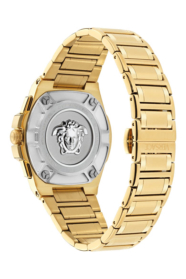 Greca Reaction Chronograph Goldtone Bracelet Watch, 43mm, Alternate, color, IP YELLOW GOLD