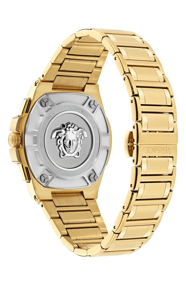 Versace Greca Reaction Chronograph Goldtone Bracelet Watch, 43mm, Alternate, color, 