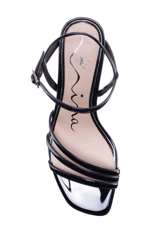 Nina Santana Ankle Strap Wedge Sandal In Black