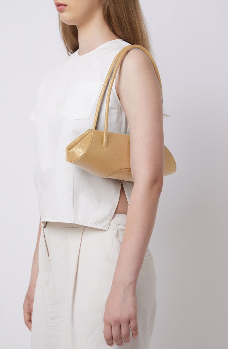 behno Mini Elizabeth Baguette Pebble Leather Shoulder Bag, Alternate, color, Bisque