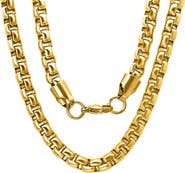 STEELTIME Men's 18k Gold Plated Box Chain Necklace