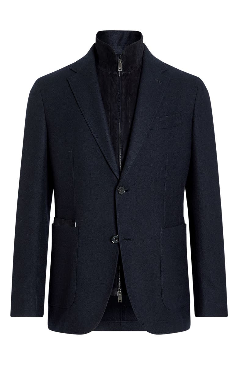 ZEGNA Trofeo Wool & Cashmere Sport Coat with Removable Suede Bib, Alternate, color, Navy