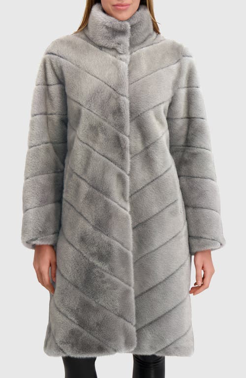 Lyla Grant Fur-free Mink (faux Fur) Short Coat In Gray
