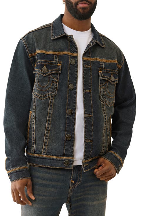 Super Flatlock Denim Trucker Jacket (Greenland Dark Wash)