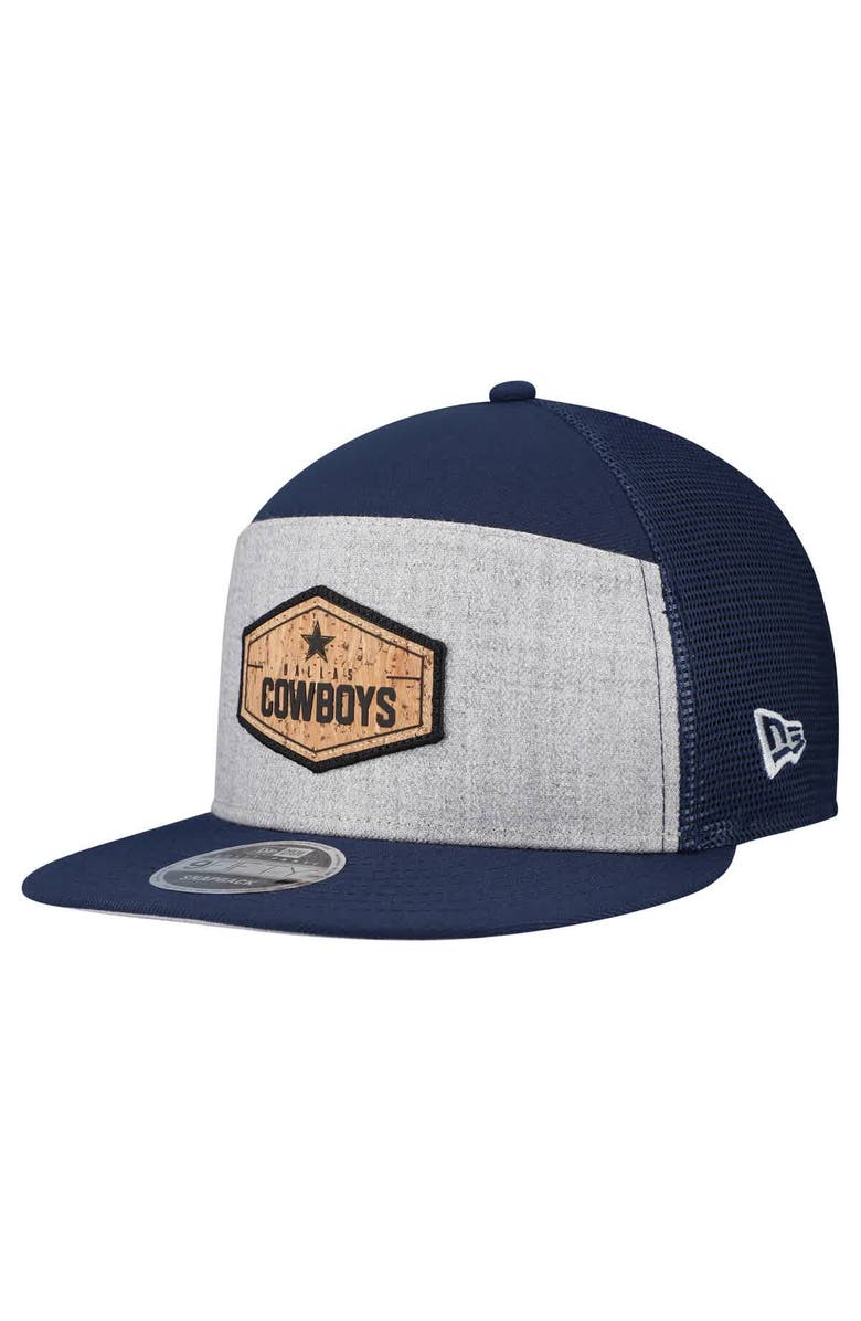 New Era Men's New Era Gray/Navy Dallas Cowboys Cork Split Panel 9FIFTY Trucker Snapback Hat, Main, color, Gray