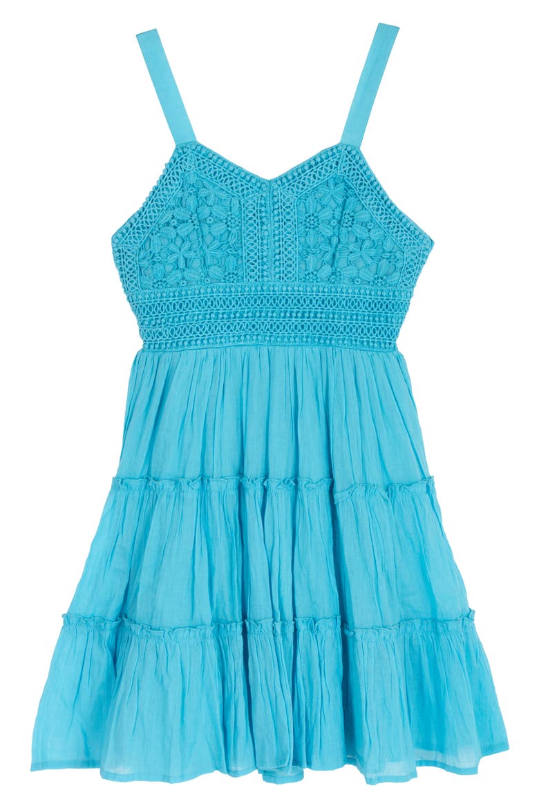 Kids' Crochet Cotton Sun Dress, Main, color, AQUA
