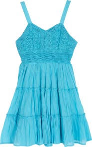 Rare Editions Kids' Crochet Cotton Sun Dress