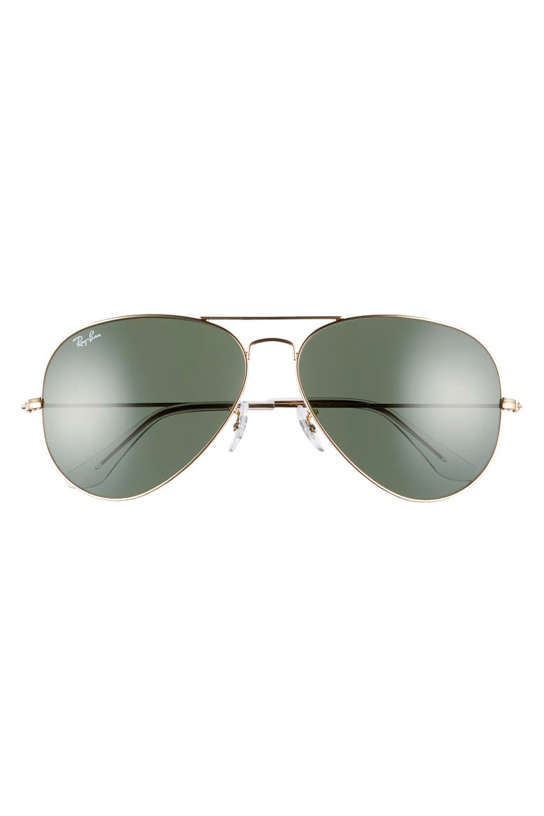 62mm Aviator Sunglasses, Alternate, color, GOLD/ GREEN SOLID