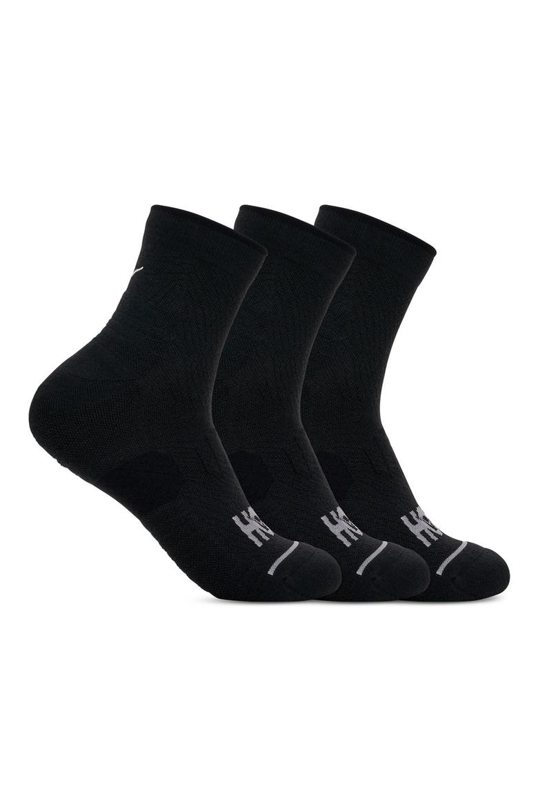 Run 3-Pack Quarter Socks, Main, color, BLACK / BLACK / BLACK