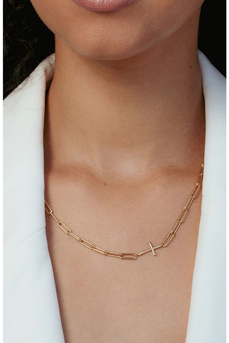 Chain Breaker Cross Necklace, Alternate, color, 18k Gold Plated