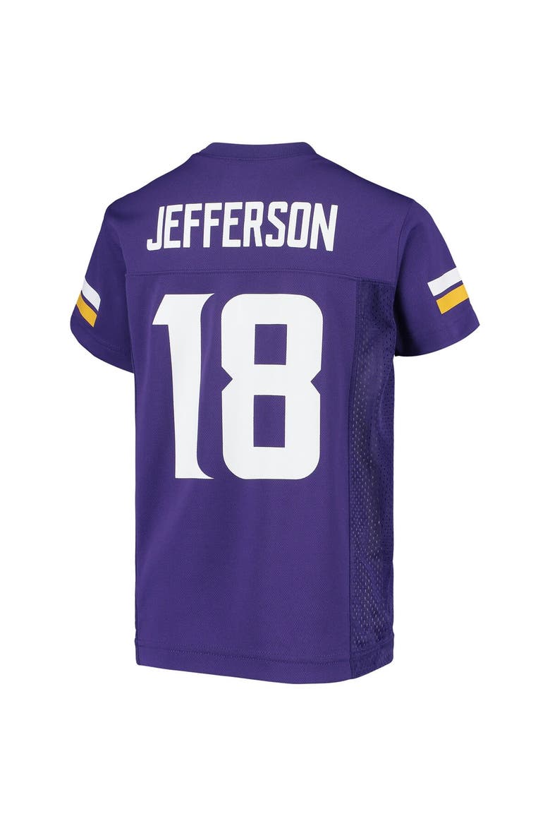 Youth Justin Jefferson Purple Minnesota Vikings Replica Player Jersey, Alternate, color, Purple
