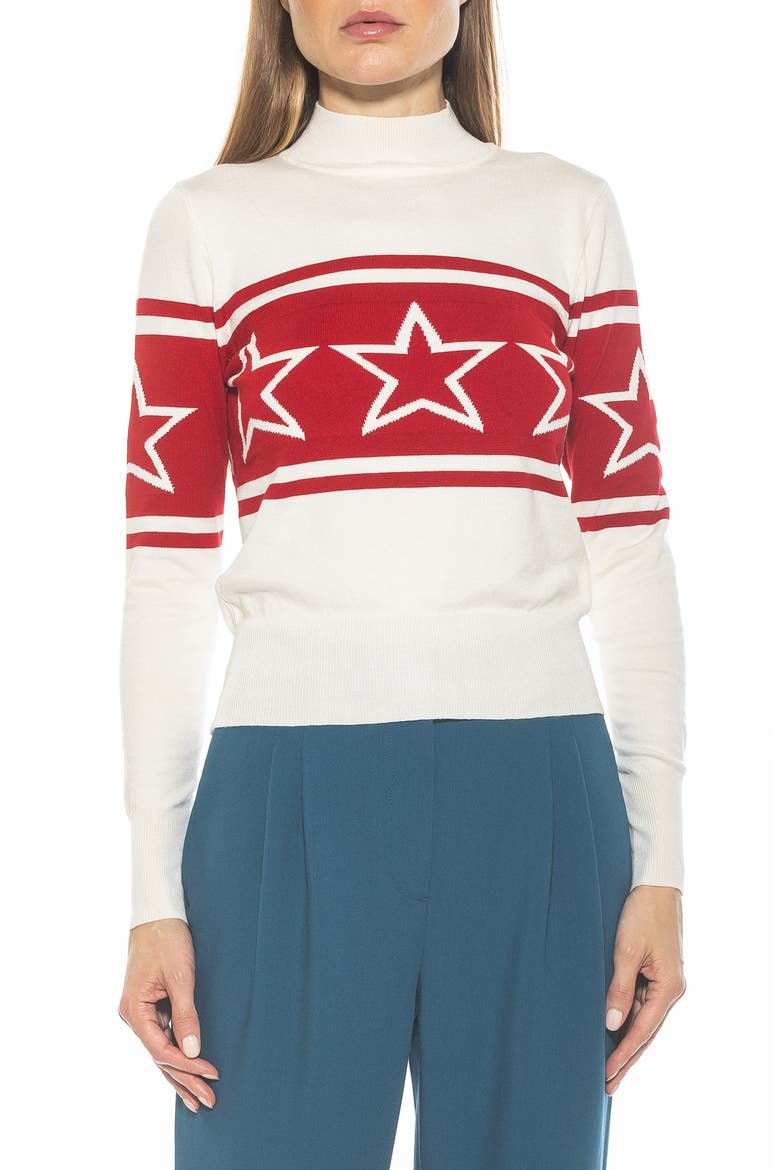 Lisa Star Mock Neck Sweater, Main, color, IVORY RED
