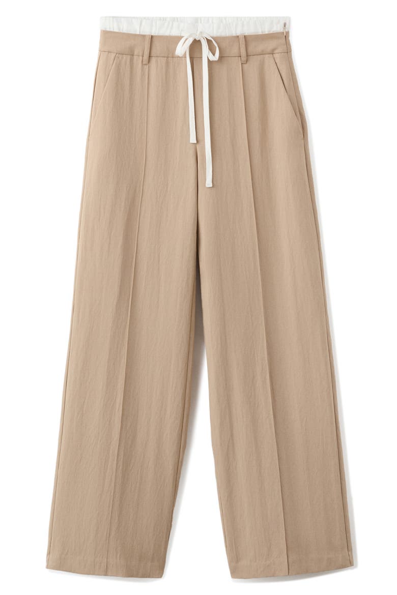 Pleat Front Wide Leg Pants, Main, color, BEIGE