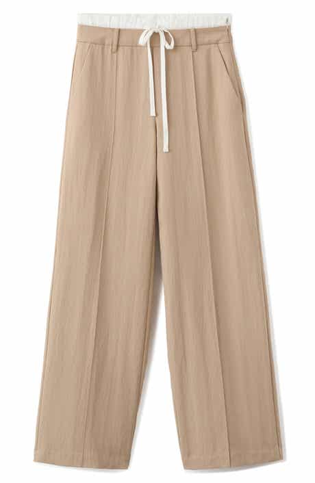 Pleat Front Wide Leg Pants