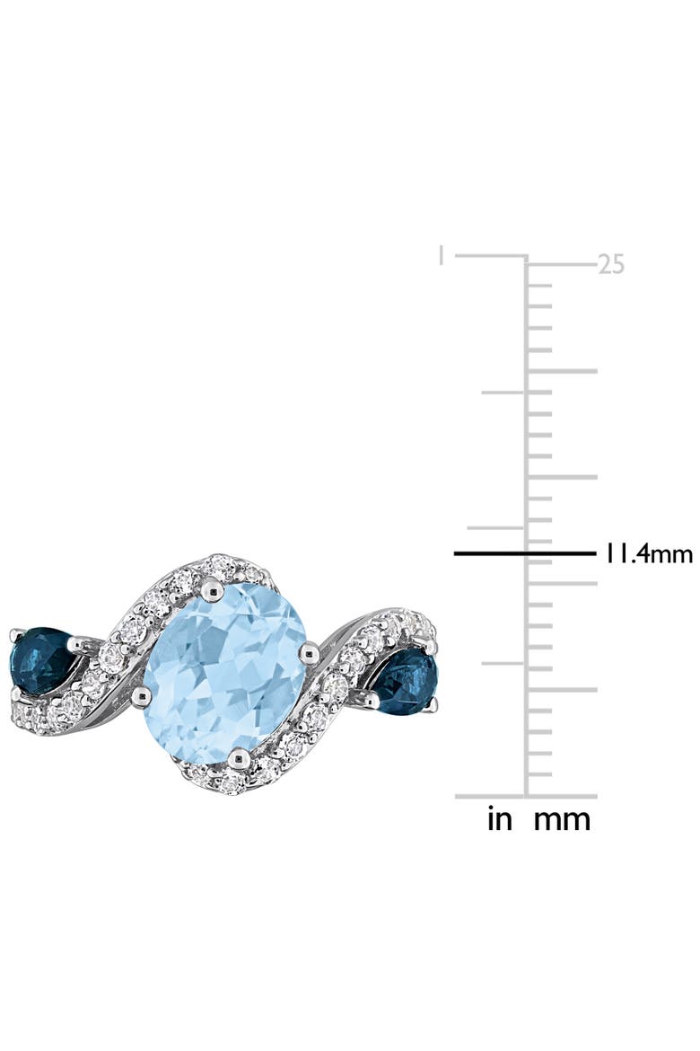 Gemstone & White Topaz 3-Stone Swirl Ring, Alternate, color, Blue Topaz/Sterling Silver