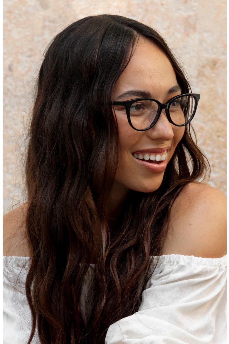 Kahala 53mm Low Bridge Cat Eye Optical Glasses, Alternate, color, BLACK LAVA / CLEAR LENSES