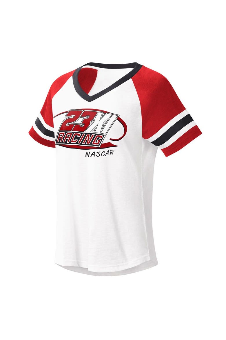 Women's G-III 4Her by Carl Banks White/Red 23XI Racing Circus Catch V-Neck T-Shirt, Main, color, White