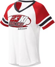 G-III 4HER BY CARL BANKS Women's G-III 4Her by Carl Banks White/Red 23XI Racing Circus Catch V-Neck T-Shirt
