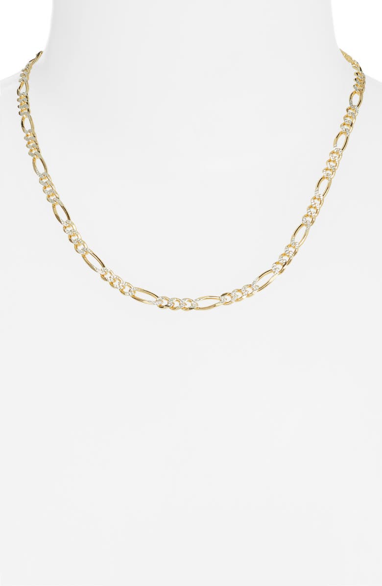 Argento Vivo Sterling Silver Diamond Cut Figaro Chain Necklace, Alternate, color, Gold