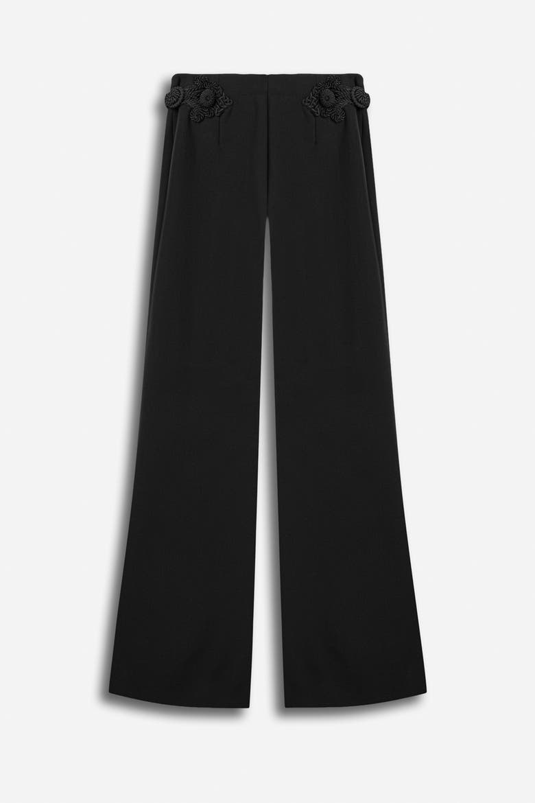Accessory Detail Flare Trousers, Alternate, color, Black