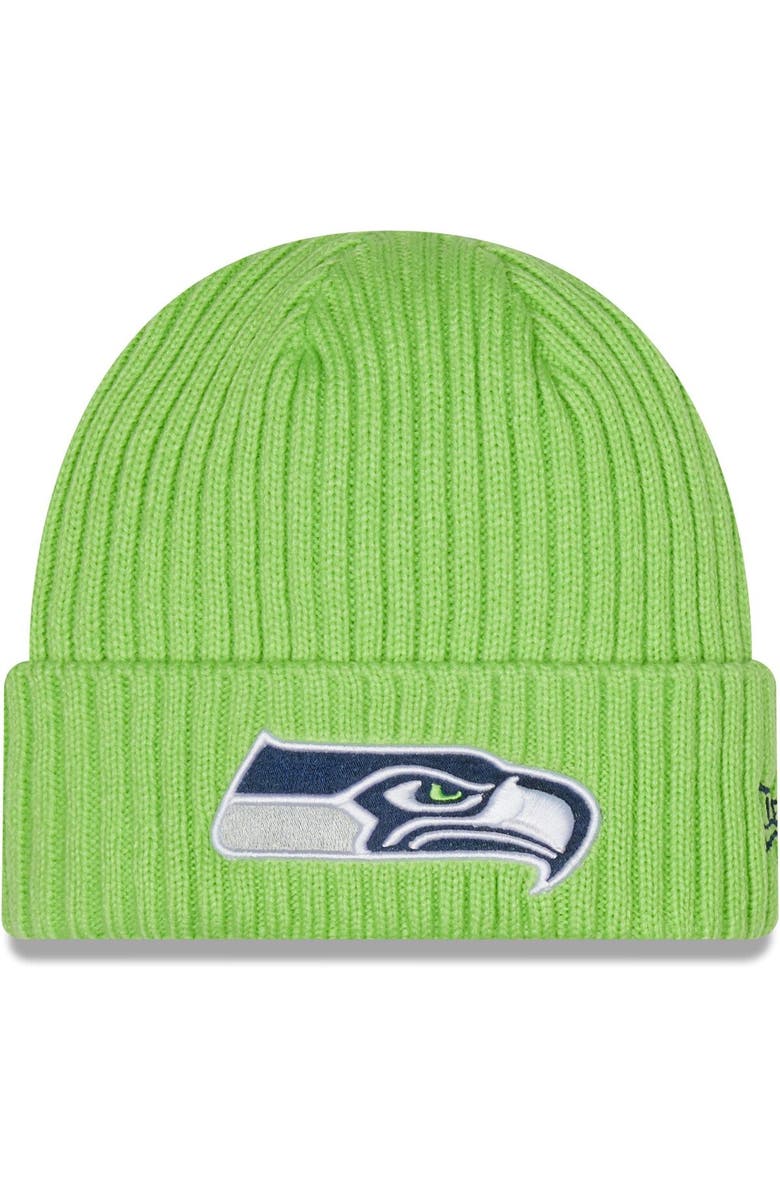 New Era Men's New Era Neon Green Seattle Seahawks Core Classic Cuffed Knit Hat, Main, color, 