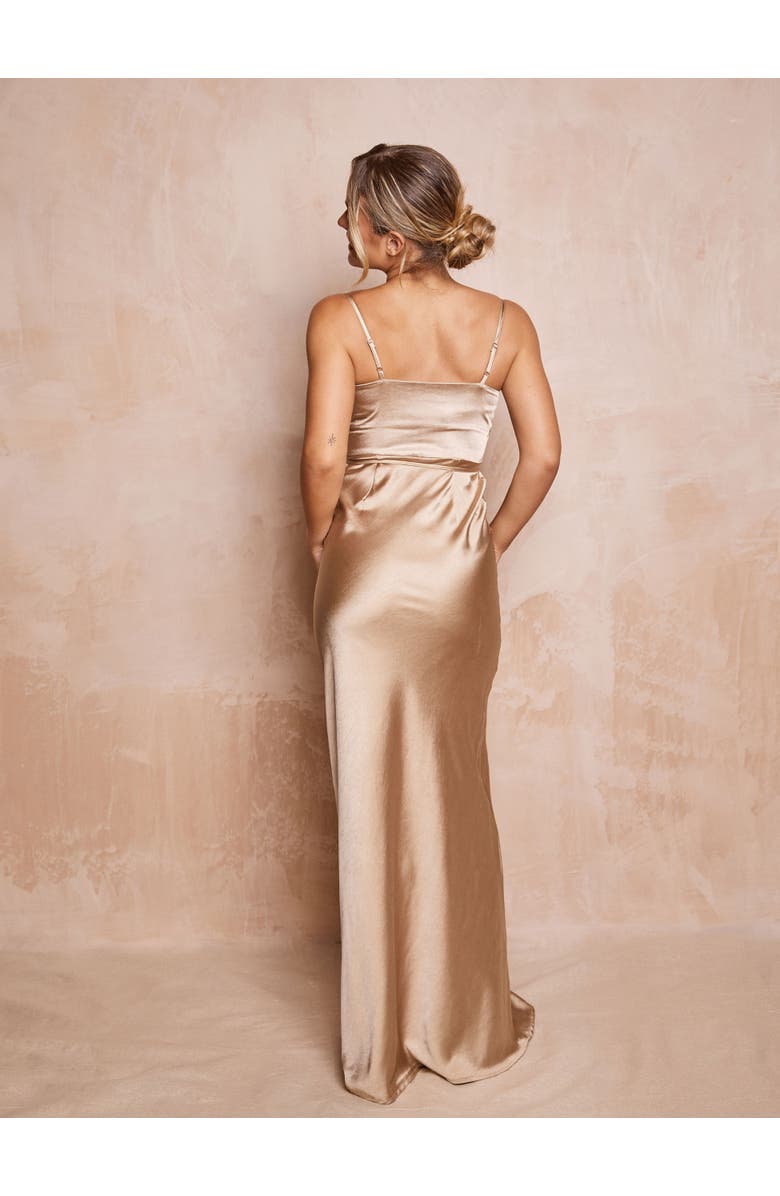 Six Stories Cami Cowl Front Satin Bridesmaid Dress, Alternate, color, Champagne